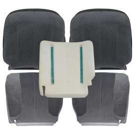 SecosAutoparts Driver Side Foam Cushion & Driver and Passenger Bottom & Top Lean Back Cloth Replacement Seat Cover Compatible with Dodge Ram 1500 2500 3500 SLT 2001-2005 Dark Gray