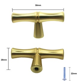Bilindasly Bamboo Shape Cabinet Knobs Gold Dresser Knobs Kitchen Knobs Zinc Alloy Cupboard Wardrobe Knobs Drawer Pulls Door Knobs Single Hole Hardware Drawer Handles, 2 Pack
