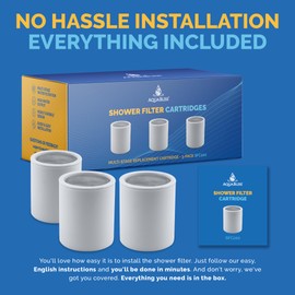 AquaBliss Replacement Multi-Stage Shower Filter Cartridge - Longest Lasting High Output Universal Shower Filter Reduces Chlorine & Toxins in SF220 or SF100. 3-Pack (SFC220)