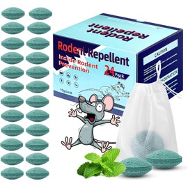 Mouse Rodent Repellent, 24 Pack Peppermint Lemon Mice Repellent for Squirrel Rats Spider Pests, Natural Repellent for Kitchen, Warehouse, Car, Indoor, Outdoor, Safe for Pets & Family