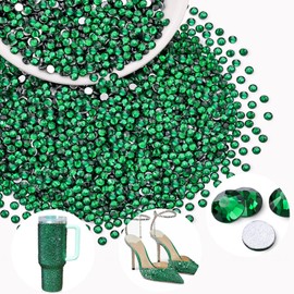 2500PCS SS10/2.8mm Crystal Rhinestones (Emerald Green), Bedazzling Flatback Glass Rhinestones for Crafting DIY Nail Art Makeup Decoration, Gems Diomand Charms for Tumbler Shoes Clothing Mug