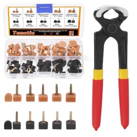 Tanstic 30 Pairs Women's High Heel Shoes Replacement Tips Pin with 6" Heel Pliers, 9x9mm, 9x10mm, 10x10mm, 10x11mm, 10.5x12.5mm Black Beige High Heel Shoe Tips - 2.4mm/0.09” Pin Diameter