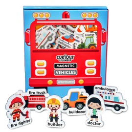 Curious Columbus Vehicles Fridge Magnets for Toddlers 1-3 Year Olds. Large Foam Refrigerator Magnets for Kids Baby and 3-5 Years Old. Magnetic ABC Learning Magnet Educational Toys Babies to Preschool