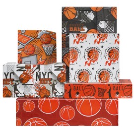 Basketball Wrapping Paper for Men Boys Kids, Shoot a Basket Basketball Ball Wrapping Paper 12 Sheets Foled Flat 20x28 Inches per Sheet, Basketball Gift Wrap For Basketball Birthday Sports Party