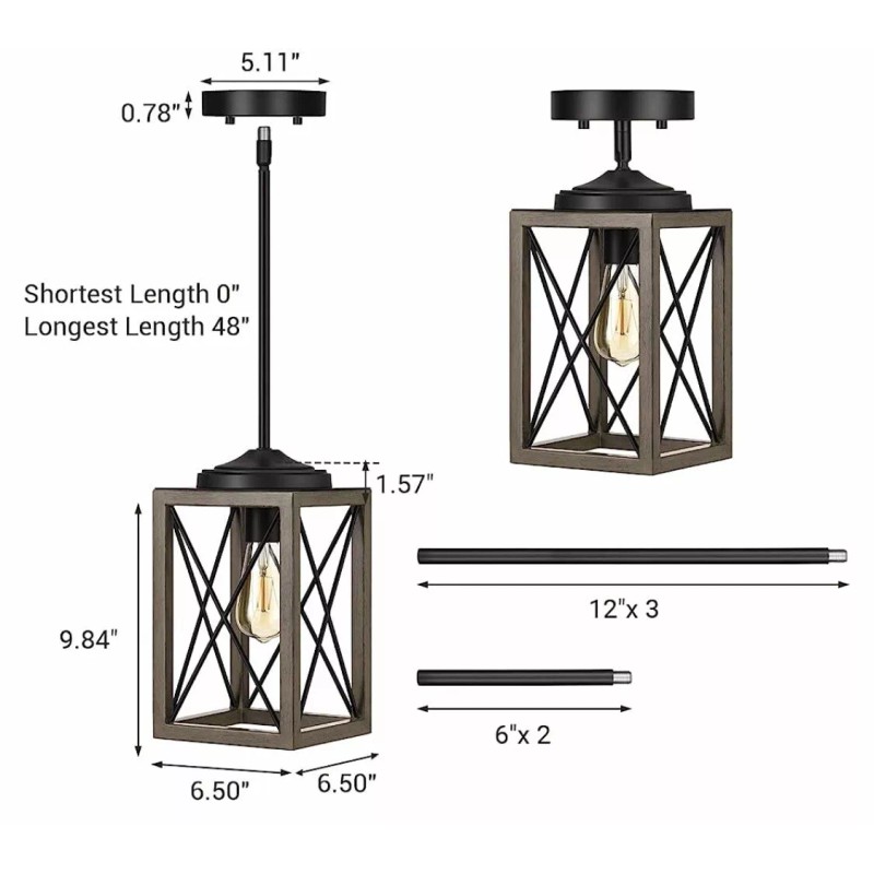 Dewenwils Farmhouse Pendant Light HHPL05A
