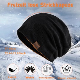 Minicloss Winter Hat, Knitted Hats, Warm Unisex Winter Hat, Knitted Hat, Classic Loose Knitted Hat, Cotton Hat, Knitted Hats for Men and Women, Winter Plush Knitted Hats, black