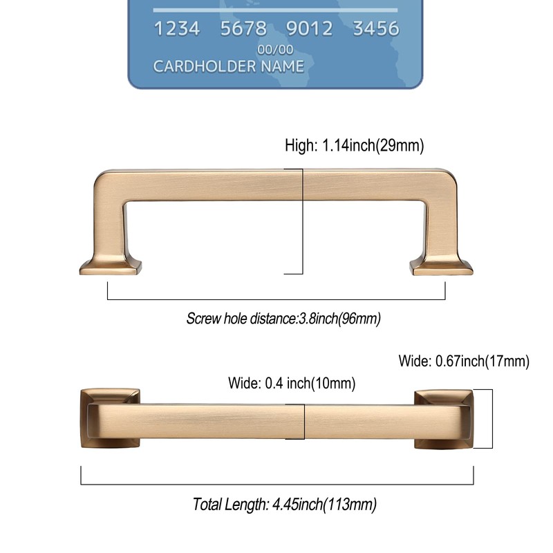 9BUILD 6 Pack 3.75 Inch Cabinet Handles Champagne Bronze Pulls
