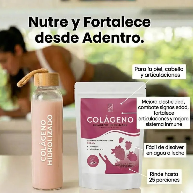 Agorapharma Colágeno Hidrolizado En Polvo 500 G Sabor Fresa Fresa