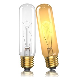 TrustWheel 40W T10 120V Light Bulbs,E26 40 Watt Bulbs for Curio Cabinet,Display Cases, Ceramic Piano Light Bulb, Clear Tubular Appliance Bulbs, 2500K Warm White, Dimmable, 2 Pack