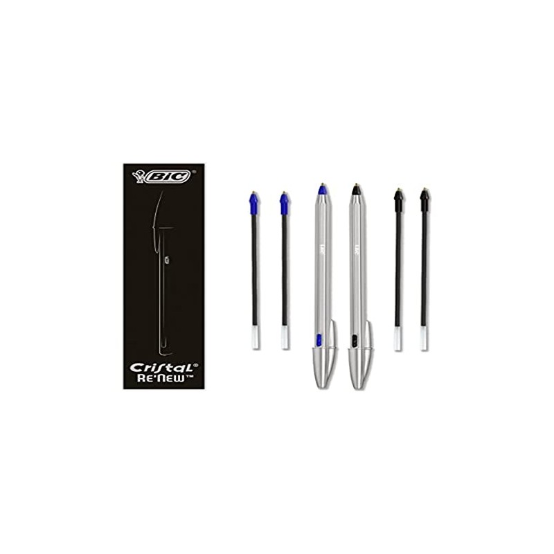 BIC Cristal Re'New Gift Box Refillable Metal Ballpoint Pen Blue