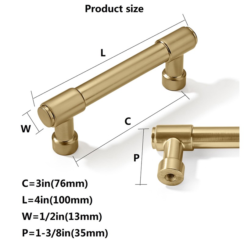 CABDM 6 Pack 3 Inch Kitchen Cabinet Handles Champagne Bronze