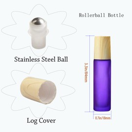 Rowcay 15pcs Empty Essential Oil Roll-on Bottles, 10ml/0.33 Oz Frosted Glass Perfume Bottles with Stainless Steel Balls, Portable and Reusable Empty Glass Roller Bottlefor Aromatherapy, Perfume Oils