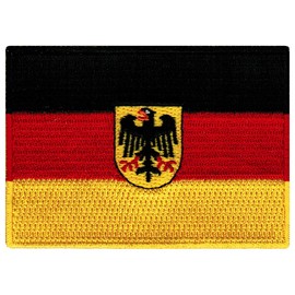 Cypress Collectibles - Germany with Eagle Flag Patch - Embroidered Appliqué - European Country Velcro®-Brand Fasteners Patches - Dimensions: 3.5" x 2.5"
