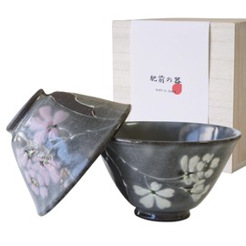 Married and Wife Rice Bowl, Arita Ware Set, Kasumizakura Rice Bowl, Stylish, Modern, Lightweight, Wooden Box, Present, Gift