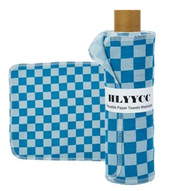 HLYYCC Reusable Paper Towel Rolls 25 Pack,Washable Napkin Cloth Value Set of 4 Colors 20 Pack of Paperless Towel-100% Cotton, Super Soft, Absorbent Made to Last (Checkerboard, 9.84 * 11.81)
