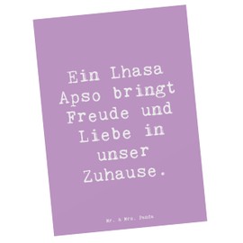 Mr. & Mrs. Panda Postkarte Spruch Lhasa Apso Freude - Geschenk, Familienmitglied, liebenswert, Langhaarhund, Hunderassen, Wachhund, freundlich,