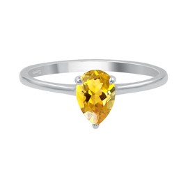 TISHAVI Citrine Ring For Women Sterling Silver, Citrine Minimalist Ring Sterling Silver, Sterling Silver Ring Size 6