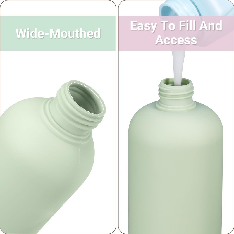 ASEVAT 8.8oz 4Pcs Green Plastic Refillable Travel Shampoo and Conditioner