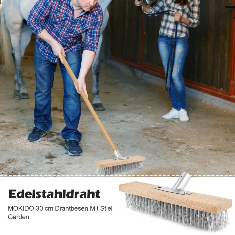 MOKIDO 30 cm Wire Broom, Durable Wire Broom for Moss