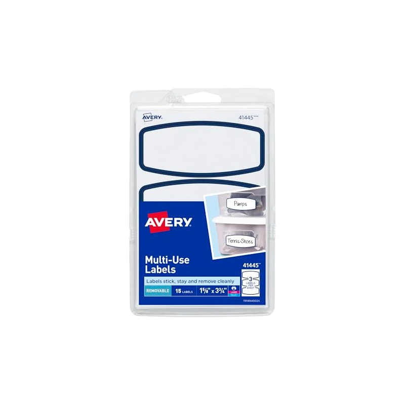 Avery® Removable Multi-Use Labels, Blue Border, 3.75 x 1.625 Inches,