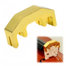 Violin Mute,Ai-OUMLEEF Metal Violin Mute Practice Violin Silencer for 3/4, 4/4, 1/2, Four Claw Silencer(Gold)