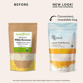 Sky Organics - Organic White Beeswax - DIY Home Essentials - Beauty, Skin Care, & Crafts - Candle Making Supplies - Make Lip Balm, Candles, Soap, Lotion, Cream, Body Butter - Mild Natural Scent, 16oz