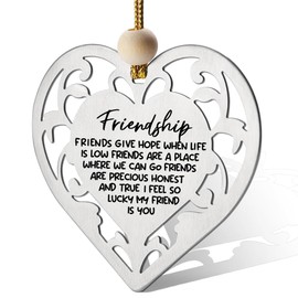 FOKCBOCM Heart Hanging Ornament - Stainless Steel Friendship Gift for Women Friends - All Occasions