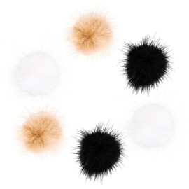 WOONEKY DIY Manicure Decor 6pcs Nail Art Plush Balls Unique Nail Charms Decorations