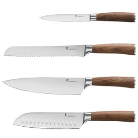 kangdelun Natura Series 4 PCS Chef Knife Set with Gift Box, Ultra Sharp Kitchen Knives with Natural Wooden Handles