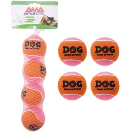 AMA SPORT Squeaky Tennis Balls for Dogs 2.5" Small Medium Dog Tennis Balls for Throwing and Fetching Dog Toys for Training, Exercise, High Bouncing 4 Pack (Orange Pink)