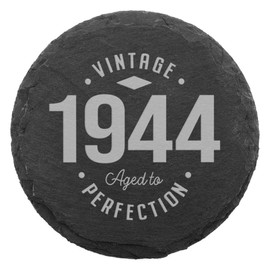 Slate Coaster 80th Milestone Birthday Gift 1944, ‘Vintage Aged to Perfection’ Drink Mat – Unique Present for Husband, Wife, Grandad, Grandma, Nan, Nanny, Grampa.
