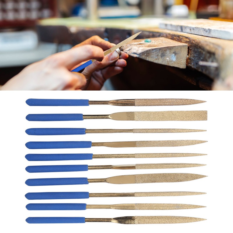 10Pcs Set 5x180mm Titanium Plated Steel Diamonds Needle Files Kit