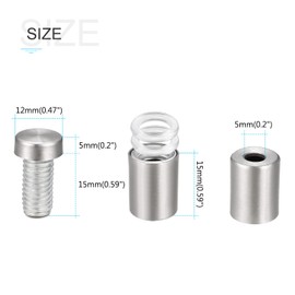 METALLIXITY 4pcs Sign Standoff Screws (12x24mm) Stainless Steel Advertising Screws Glass Acrylic Nail for Picture Frame Sign Display
