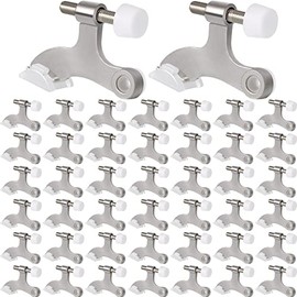 Chumia 48 piezas de tope de puerta con bisagra cepillada satinada, protector de pared ajustable de alta resistencia con puntas de parachoques de goma 