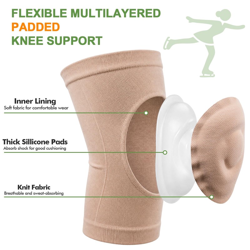 NIKISHAP 1 Pair Gel Knee Pads for Figure Skating &
