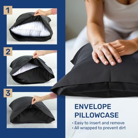 YSSOA Queen 4 Piece Bed Sheet Set Soft Breathable Cooling Bedding Sheets & Pillowcases- Hotel Luxury Style, Deep Pockets, Easy-Fit and Wrinkle Free, Easy Care Microfiber Polyester Sheets, Black