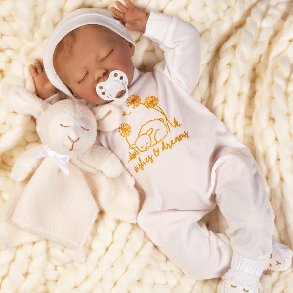 Paradise Galleries® Realistic Newborn Baby Doll, Jannie de Lange Designer's Collection, 21" Reborn Doll in Soft Touch Vinyl with Magnetic Pacifier and Doll Accessories - Wishes & Dreams