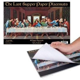 Last Supper Paper Placemats (40 Pack) | Funny Peel-Off Pad for a Biblical Feast at Home | Pack of 3