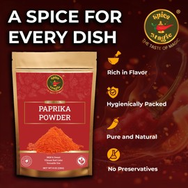 Spice Magic-Paprika Powder-8Oz|Rich, Smoky Flavor for Cooking, Grilling & Seasoning, All-Natural Spice.