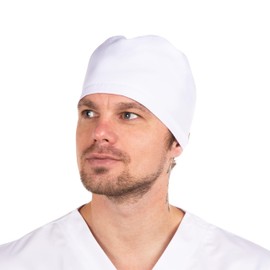Gorra de trabajo sólida para mujeres y hombres, gorra quirúrgica unisex cómoda y elegante, White_with_button, One Size