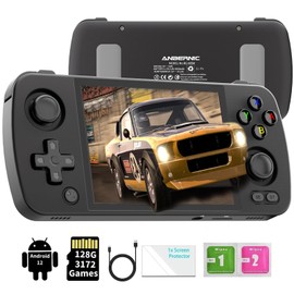RG405M Portable Game Console RG405M Retro Handheld Game Console Aluminum Alloy CNC Android 12 System 4.0 Inch IPS Touch Screen with 128G TF Card 3172 Games, 5G WiFi and Bluetooth 5.0(Black)