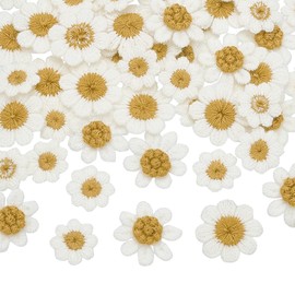 FINGERINSPIRE 80 Pcs Crochet Knitting Daisy Flower Patches 3 Size White Daisy Floral Sew On Applique Tiny Size Handmade Crochet Flowers Patches for DIY Bags Hats Jeans Jackets Clothing Accessories