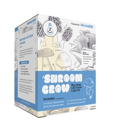 Miracle LED Shroom Indoor Grow Light Kit for Oyster, Shiitake Mushrooms - 4 Absolute Daylight Full & 4 Blue Plus Spectrum Replace 150W LED Grow Bulbs & 1 4-Socket Corded Fixture with Timer (2-Pack)