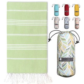 BAY LAUREL Turkish Beach Towel with Travel Bag 39 x 71 Quick Dry Sand Free Lightweight Large Oversized Towels Light