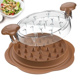 Trituradora de pollo, herramienta de trituradora de pechuga de pollo, con cepillo para polvo y tenedor; máquina trituradora de carne visible, tira antideslizante, mango ergonómico, última intervensión