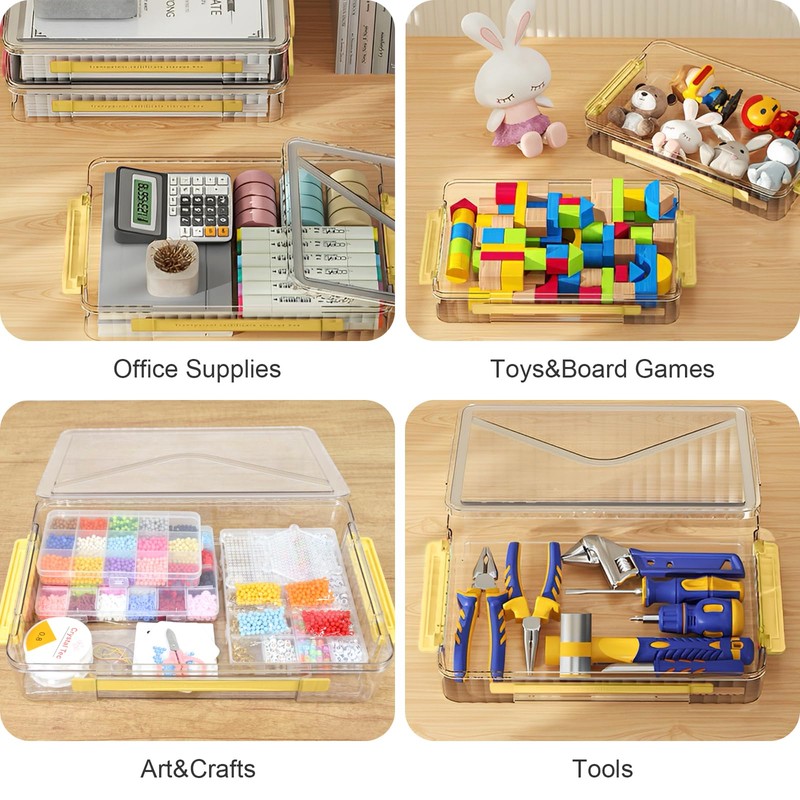 Marte Vanci Plastic Storage Box with Lid, Clear A4 File