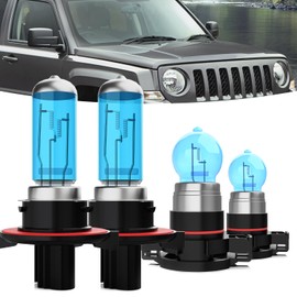 TTDBDAN Halogen Headlights Fit for Jeep Patriot 2010-2017 Headlight Bulbs,9008/H13 High/Low Beams+ h16/5202 Fog Lights Bright Front Lights,Plug And Play,Pack of 4