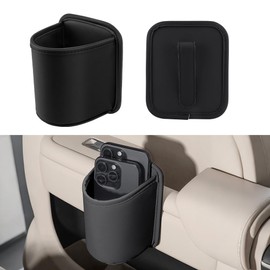 LECART 2 PCS Large Cup Holder for Car Door, Clip On Bottle Holder with Scratch Resistant Leather, Universal Fit Storage Organizer Accessories for Back Seat, Water Cup, Big Drinks, Beverages, Black