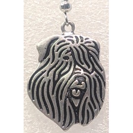 Bouvier des Flanders Dog Uncropped Antique Silver Alloy Hook Earrings Jewelry