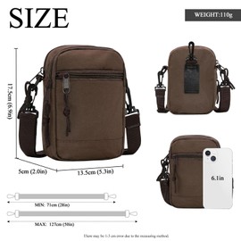 Long Keeper Small Shoulder Bag Mens Womens Crossbody Phone Bag Mini Belt Bag Waist Bag Nylon Casual Cross Body Bag Messenger Handbag for Travel Outdoor